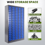 100-Drawer Grey Parts Cabinet, ABS Material Nuts Bolts Screw Nail Bins Tool Storage Cabinet Screw Drawer Organizer, Heavy-Duty Industrial Parts Cabinet for Workshop, Office, Hardware (100 Drawers)