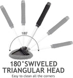 TAKAVU Car Window Cleaning Tool, Windshield Wiper Cleaner with Extendable Long-Reach Handle, 3 Washable Reusable Microfiber Bonnets, Car & Home Inside Interior Exterior Use - Lint Free (Grey)