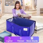 FabSpace 10Pack Moving Storage Bags, Moving Supplies Packing Boxes for Moving, Camping, College Dorm Room Essentials for Girls, Blue Tote Bags, 76L Heavy-Duty Storage Bins With Lids And Zippers