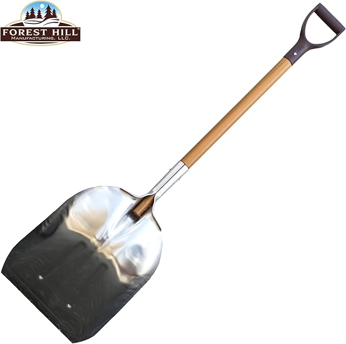 FOREST HILL Manufacturing Heavy Duty Super Tuff Aluminum Straight Edge Scoop Shovel (.125 Thick Aluminum, 52-Inch)
