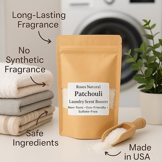 Patchouli Laundry Scent Booster, 16 oz, Advanced In-Wash Scent Booster, Musky Essential Oil Scented, Non-Toxic, Sulphate-Free, Eco-friendly Booster, Long Lasting Beads, Made in the USA.
