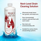 PEQUA INDUSTRIES P-10232 Pequa Heavy Duty Drain Opener, Non-Acid, Fast-Acting Formula, Industrial strength Drain Cleaner for Sinks, Tubs, Septic Tanks - 32 Oz (Pack of 2)