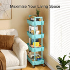 Pipishell 4-Tier Rolling Cart, Plastic Cart with Lockable Wheels & Reinforced Handle, Lightweight Utility Storage for Nursery, Bathroom, Craft Room, PIUC15TB