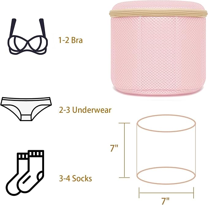 2 Pack Bra Laundry Bags for Washing Machine, Delicate Underwear Wash Bags with Anti-Deformation Structure & Fixed Friction Plates (pink)