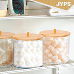 JYPS 1+1 Large-Capacity Laundry Pods Container with Bamboo Lid, Clear Acrylic Powder Detergent Containers for Pods, Scent Boosters & Powder, Laundry Room Organization decor, Storage Jars Set