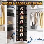 SpaceAid 8 Tier Rotating Shoe Rack Tower, Spinning Shoe Display Lazy Susan, Revolving 360 Shoe Rack Storage Round Carousel, Vertical Handbag Rotate Shoes Closet Organization (8-Tier Black)