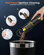 Car Vacuum Portable with 16000Pa Powerful Suction, Handheld Vacuum Cordless Rechargeable Blow & Suction 4 in 1, Small Vacuum Cleaner for Car, Home, Office, Outdoor (Black Yellow)