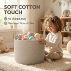 JMvicyroam 115L Extra Large Blanket Basket for Living Room - Woven Cotton Rope Laundry Hamper with Reinforced Handles - Storage Bin for Pillows, Comforters & Toys - Machine Washable,Oatmeal
