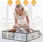 StorageRight Under Bed Storage Bags 4 Pack, 40L Large Clothes & Comforter Storage Containers with Clear Window, Breathable Fabric Organizer for Blankets, Bedding, Seasonal Clothing, White