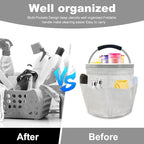 Qivine 17L Cleaning Caddy with Handle, Cleaning Supply Caddy, Foldable Tool Bag Cleaning Products Organizer, Portable Cleaning Bucket Caddy for Cleaning Supplies (Clear)