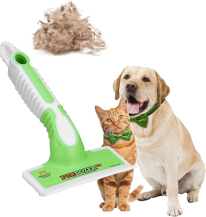 FurDozer Pet Hair Remover & Auto Detailing Tools - Cat & Dog Hair Remover for Carpets, Car Interiors, Couches, Bedding, & Pet Furniture (Green, X6)