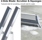 19.7'' Large Floor Squeegee for Concrete Floor with 51''-58'' Telescoping Stainless Steel Handle, Squeegee Broom for Removing Water on Tile, Epoxy, Garage, Driveway, Patio