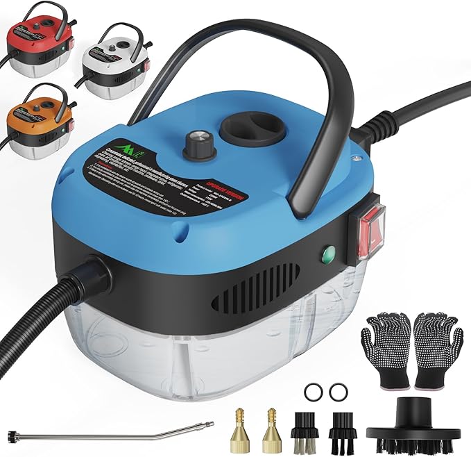 Handheld Steam Cleaner，2500W Hand-Held High Pressure Portable Cleaning Machine with 3 Brush, High Temperature Steamer for Home Use, Kitchen, Furniture, Bathroom, Car (Blue)