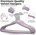 TechZoo 50 Premium Kids Velvet Hangers - 14'' Non-Slip, Ultra-Slim & Space-Saving Hangers - 360° Swivel Hook, Strong & Durable for Children & Preteens - Purple