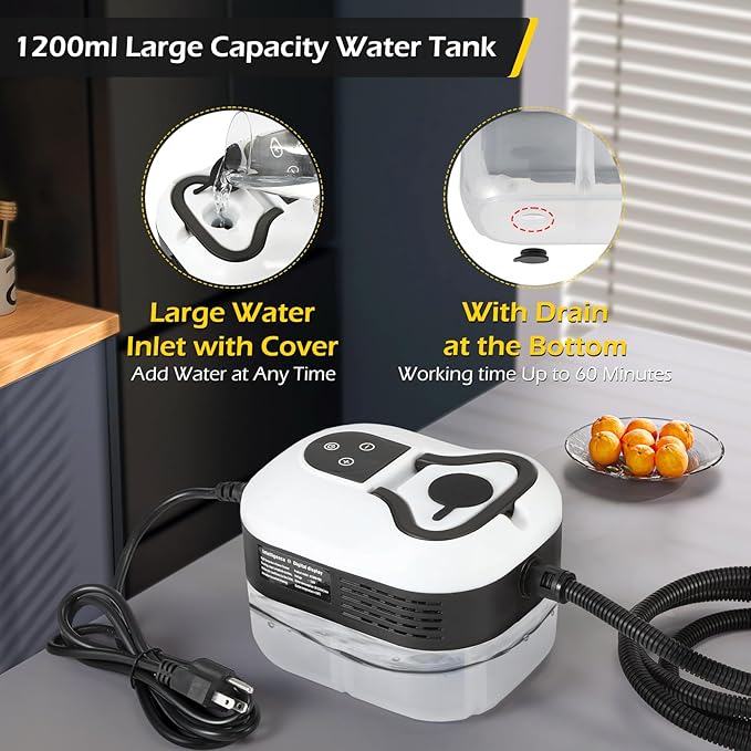 Dyna-Living Steam Cleaner 1500W Handheld Steamer for Cleaning 221℉ High-Temp Portable Car Steamer Cleaner, Intelligent Touch Panel & Spray Gun Control, Steamer Cleaner for Car