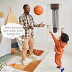 Over the Door Basketball Hoop Laundry Basket ,Wooden Basketball Laundry Hamper with Zipper for Kids Room,Dorm Rooms,Bathroom,Saving Space Storage and Organization (Dark Walnut)