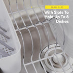 Sweet Home Collection Metal 2 Piece Dish Drying Rack Set Drainer with Utensil Holder Simple Easy to Use Fits in Most Sinks, 14.5" x 13" x 5.25", White