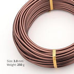 Bronze-3.0mm/9gauge-Anodized Aluminum Bonsai Training Wire 250g Large Roll,Many Size to Choose,KSVZS Bendable Metal Wire for Crafts,Sculpting,Armature and Daily Use,Necessities for Family