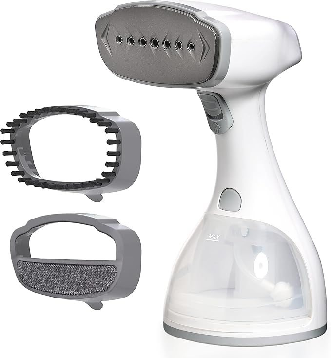 Portable steamer for clothes - 1500W & 10 oz incl. ironing glove & attachments I Clothing steamer handheld I Travel garment steamers Plancha a vapor para ropa Planchas de vaporizador Fabric