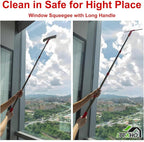 ITTAHO Squeegee for Window Cleaning, 12" Squeegee and 11" Microfiber Scrubber Combi with Stainless Steel Pole, Extendable Window Cleaner for Car, Sliding Door, Shower Glass Door-Swivel Style-2 Pads