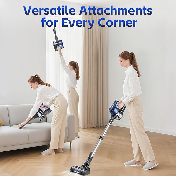 Cordless Vacuum Cleaner for Home, 45Kpa Lightweight Stick Vacuum with Powerful Suction, Rechargeable Battery Up to 50mins, Handheld Vacuum Cleaners for Carpets, Pet Hair, Hardwood Floors -Dark Blue