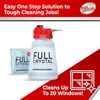 Full Crystal Window Cleaning Kit – 4 oz Glass Cleaner and Bottle with 27 ft Reach, Makes Up to 640 fl oz, Cleans Up to 20 Windows, Scrub-Free, Rinse-Free