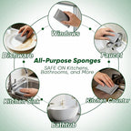 HOMEXCEL All-Purpose Sponge Pads 12PK, Non-Scratch Dish Sponges Safe for Non-Stick Cookware, Pots & Pans, Ideal Cleaning Dish Scrubber Pads for Kitchen, Bathroom and Household