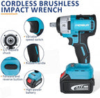 PENSUN Cordless Impact Wrench With Work Light, 3000 RPM & Max Torque 260 ft-lbs Brushless Impact Wrench, 1/2 Impact Gun with 2pcs 4.0Ah Li-ion Battery