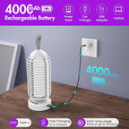 Bug Zapper Outdoor with Colorful Lighting and Auto-Sensing, 3 in 1 Cordless 4000mAh Battery Electric Fly Trap, Rechargeable Mosquito Zapper for Camping, Patios, Garden, Kitchen (1Pack-White)