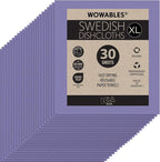 LOLA Wowables XL Swedish Dishcloths, 30 Reusable Eco Cleaning Cloths, 11" x 10", Ultra Absorbent Cellulose Sponge Towel, Compostable, Made in Germany