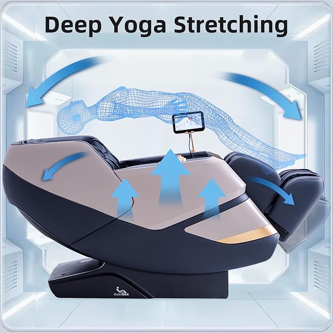 MassaMAX MT339 4D Massage Chair, Full Body Shiatsu Recliner with Auto Extendable Footrest, Zero Gravity, SL Track, Deep Yoga Stretch,15 Modes, AI Voice Control, Foot Rollers, and Heating (Magic Black)