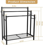 HavenlyYouth 3 Tier Towel Rack with Large Storage & 6 Hooks, Blanket Rack for Oversized Bath Towels, Free Standing Pool Towel Rack Stand for Bathroom Pool Indoor/Outdoor, 35.8" H x 31.5" L x 11.8" W