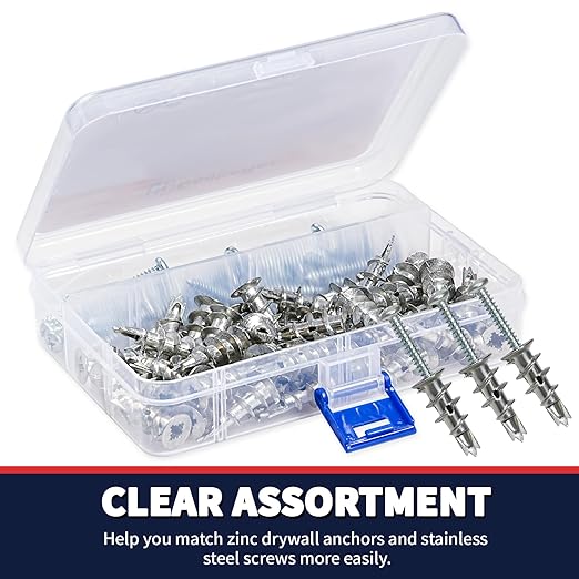 Drywall Anchors and Screws Kit, 100 Pcs Self Drilling Drywall Anchors, 50 Pcs Zinc Sheetrock Anchors and 50 Pcs #8 x 1-1/4" Metal Screws, Heavy Duty Wall Anchors, 75 Lbs Hanging Mounting