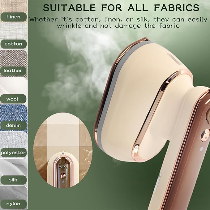 Portable Clothing Steamer, 800W 2-In-1 Iron & Clothes Steamer,A 30S Fast Preheating High-Power Clothing Wrinkle Remover That Is Not Picky About Fabrics and Suitable for Both Home & Travel (Beige)