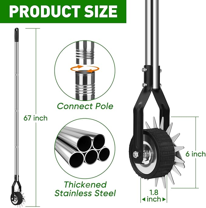 BlumWay 67 Inch Rotary Wheel Edge Trimmer, Rotary Shears, Manual Sidewalk Edgers, Length 23.6" to 67", Heavy Duty Stainless Steel Handle with Sharp Blades/Gloves