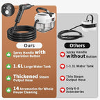 Handheld Steam Cleaner for Home, 2500W High Temperature Pressurized Machine, 1.6L Water Tank, Handle-controlled Steam Output, Portable Cleaning Steamer for Car, Bed Bugs, Furniture, Grout (White)