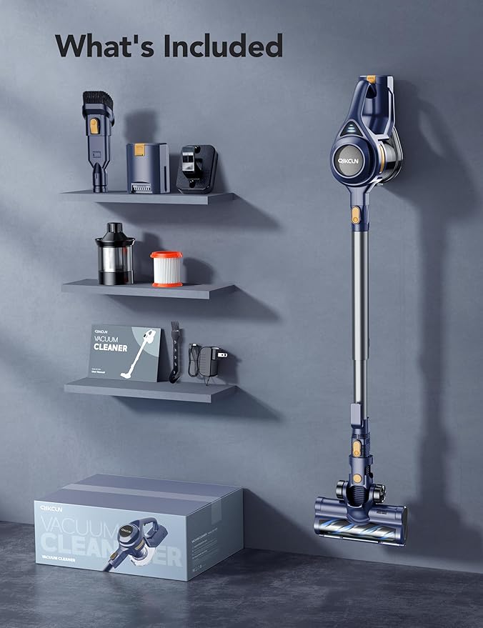 Cordless Vacuum Cleaner, Rapid Clean 23 Kpa Powerful Suction, 1.3 L Large Capacity, 2 Modes & 30Mins Runtime, Rechargeable Stick Vacuum for Pet Hair Hardwood Carpet - Blue