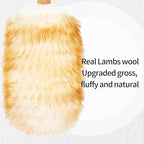Lambswool Duster with Solid Wooden Handle,Leather Hang Strap,Comfortable Grips 19.6 inch Long Natural Feathers Dusters for Cleaning Wall Plant Desk Blind Cleaner Duster Tool