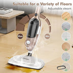 Steam Mop - All-in-one Powerful Handheld Steam Cleaner Detachable Floor Steamer with 11 Accessories, MultiPurpose Steamer for Hardwood Floors, Clothes,Windows,Tiles,Carpet, Whole Home Use, Rose Gold