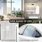 Shower Squeegee for Glass Doors, 15-51" Telescopic Shower Squeegee with Long Handle, Squeegee for Window Cleaning, Extendable Window Cleaner Tool for Tile Walls, Sliding Door, Floor, Car Windshield-BK
