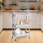 3-Tier Rolling Utility Cart with Lockable Wheels Storage Slim Storage Heavy Duty Cart Mobile Shelving Unit Craft Narrow Organizer for Bathroom Laundry Kitchen (Vintage Grey)