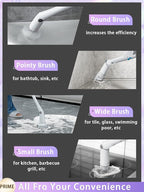 Tilswall Cordless Electric Spin Scrubber - Powered Shower & Tile Cleaning Brush with Detachable Handle, 2-Speed Modes & Extra Battery, for Bathroom Tub/Glass/Car Windows