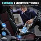Handheld Vacuum Cordless, 15000PA Strong Suction Hand Held Car Vacuum Cleaner Portable with Multi-Nozzles & Washable Filter, Lightweight Dust Busters Rechargeable for Home, Car, Office, Pets