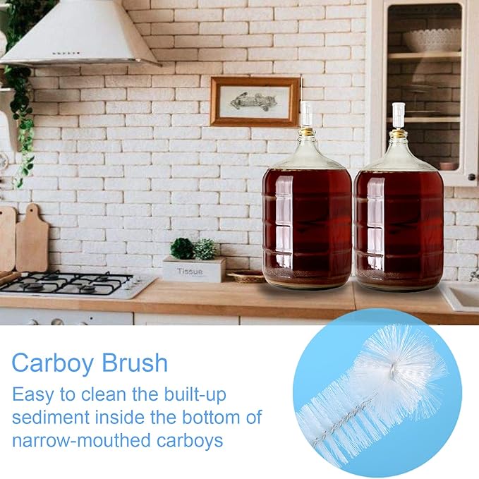 2 Pack 28inch Carboy Brush Carboy Cleaning Brush Carboy Bottle Brush Carboy Brushes for Cleaning Nylon 5 Gallon Carboy Brush for 3 5 6 6.5 Gallon Glass Carboys Corny Kegs Wine Making Home Brewing