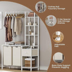 Creso hom Laundry Hamper with Shelf, 5 Tiers Tall Laundry Basket Sorter with 2 Pull-Out and Removable Bags, Clothes Rack with Laundry Sorter for Laundry Room Bathroom Bedroom, White