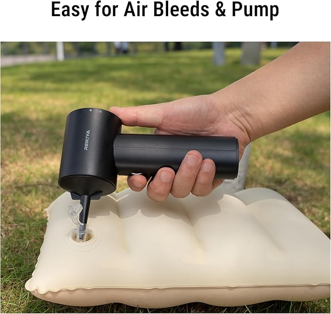 REIKIYA Car Vacuum Cleaner Portable Cordless 14000PA Compressed Air Duster 150000RPM Blower for Keyboard Computer Cleaning with LED Light& 7800mAh Battery, Inflator Pump for Balls Inflatable Mattress