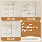 PROWORX 2-4 Ft. Expandable Closet Organizer System Kit, White Custom Metal Wire Shelving, Organization and Storage Shelves Wall Mounted with Hanging Rods