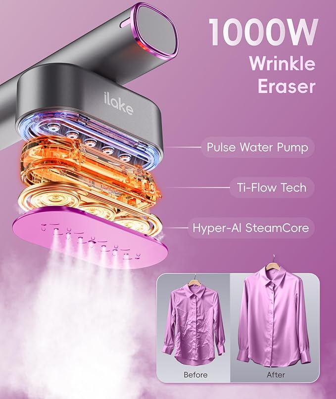 Travel Steamer for Clothes, 100-240V Dual Voltage Portable Garment Steamer, 1000W Travel Size Handheld Steamer & Iron 2 in 1 for Global & Europe Travel, Business, Home, Space Grey