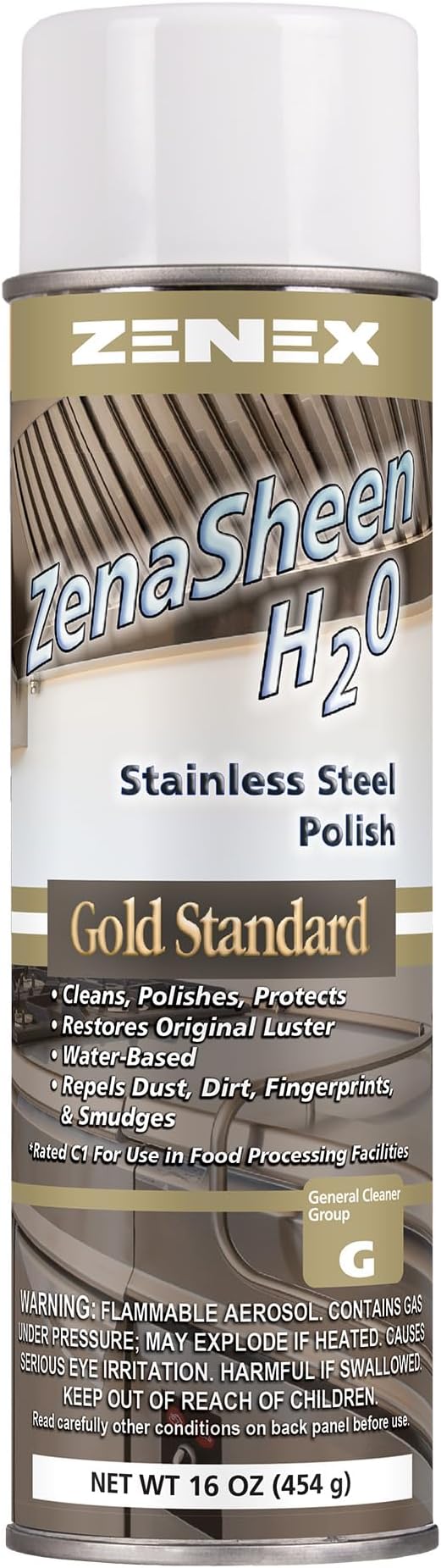 Zenex ZenaSheen H20 Stainless Steel Polish - Professional-grade Water-based Metal Cleaner, Polish & Protectant | Remove Grime & Restore Shine | Stainless Steel, Chrome, Brass & More | 16 oz (2 Pack)