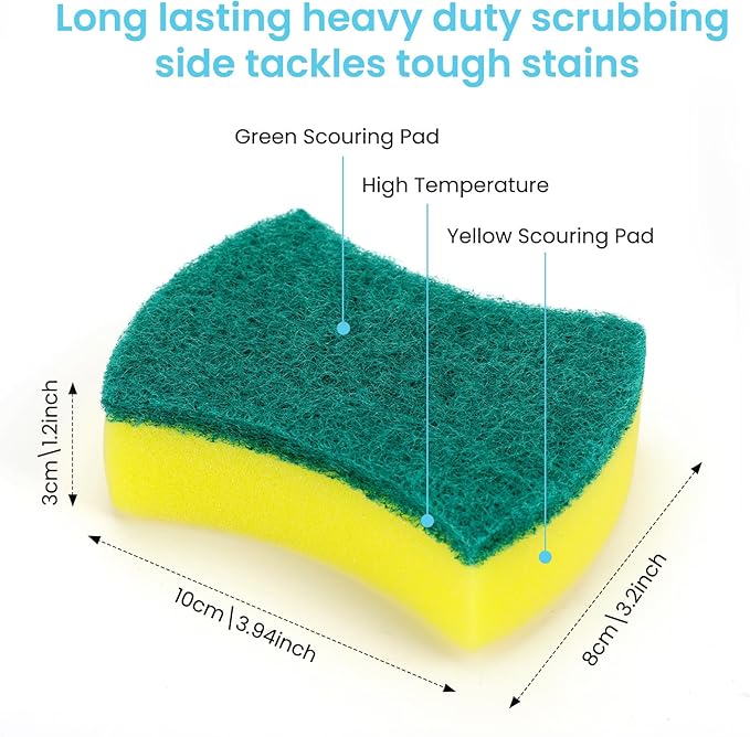 Dish Soap Dispenser with 6 Kitchen Sponges for Kitchen Sink,1 Foldable Silicone Funnel,1 Dishwashing Liquid Dispenser for Kitchen -2-in-1 Soap Dispenser with Sponge Holder